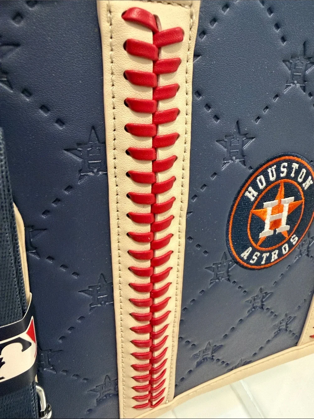 Montana West Navy and Cream Houston Astros Tote with Red Stitching